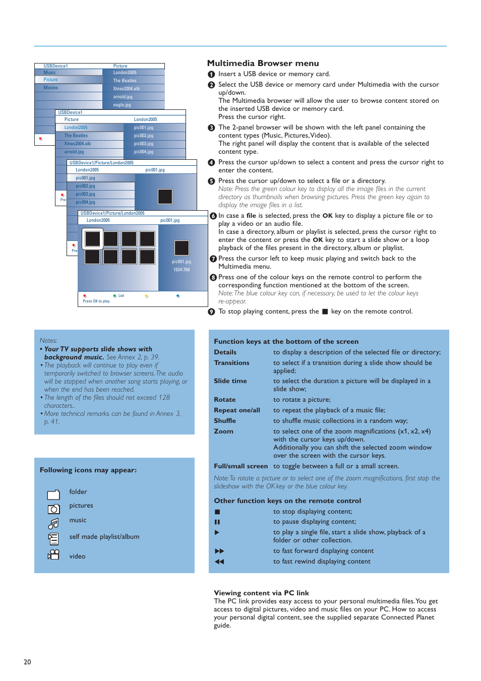 Multimedia browser menu | New Transducers 42PF9830/10 User Manual | Page 20 / 63