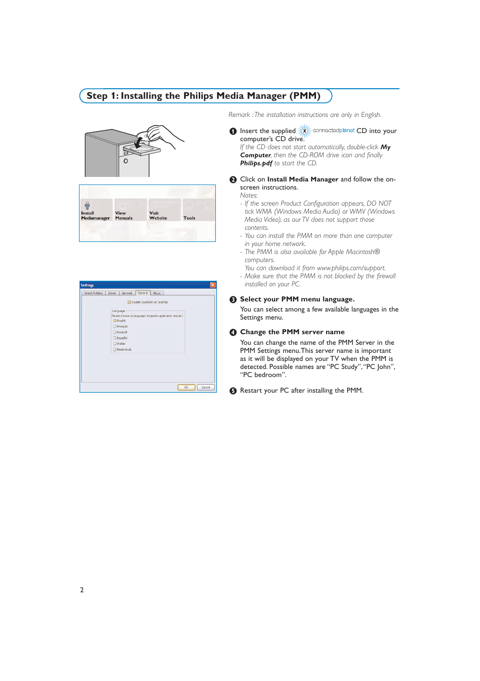 Step 1: installing the philips media manager (pmm) | New Transducers 42PF9830/10 User Manual | Page 44 / 63