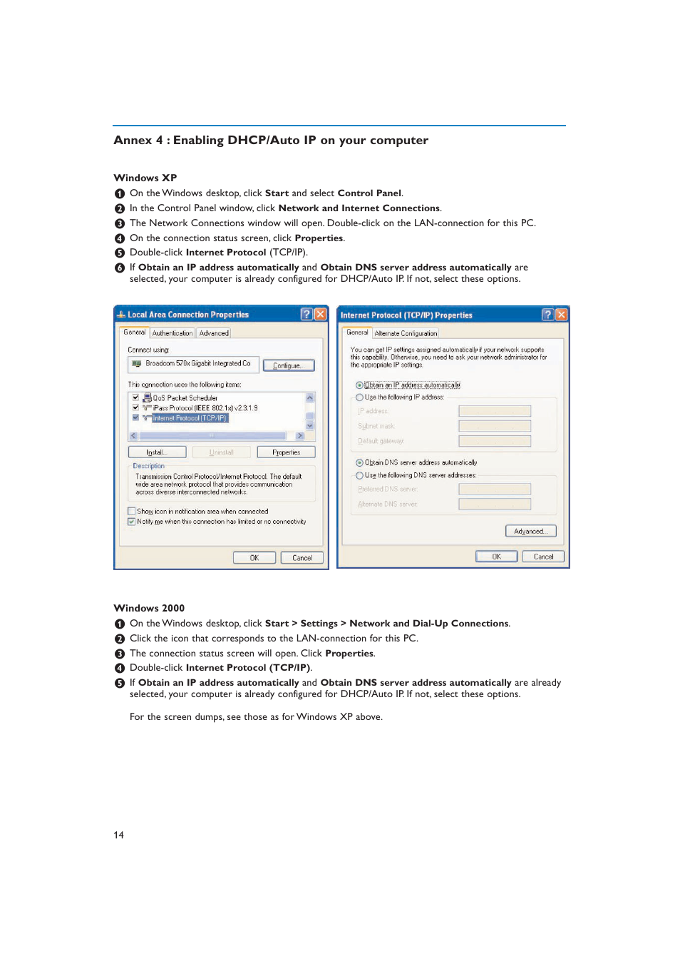 Annex 4 : enabling dhcp/auto ip on your computer | New Transducers 42PF9830/10 User Manual | Page 56 / 63