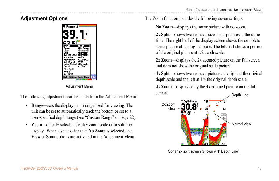 Adjustment options | New Transducers 250C User Manual | Page 21 / 46