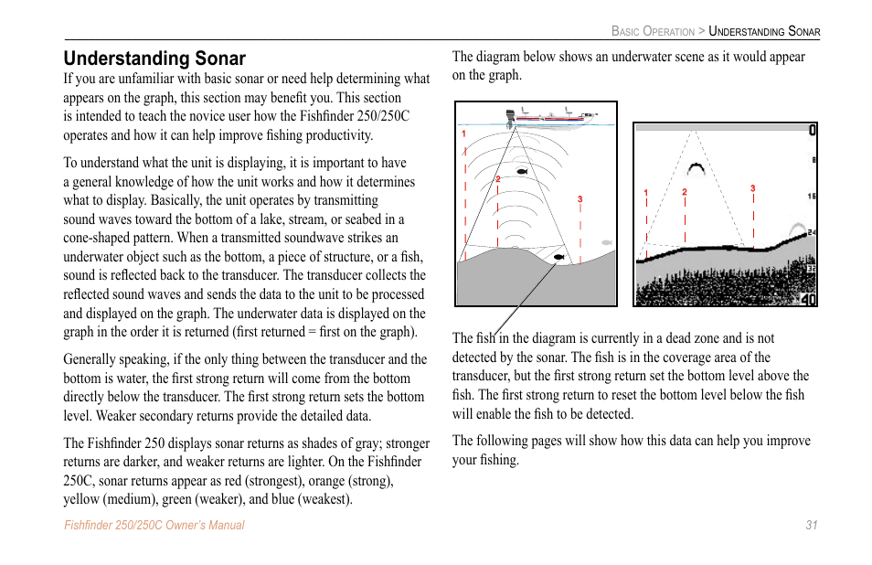 Understanding sonar | New Transducers 250C User Manual | Page 35 / 46