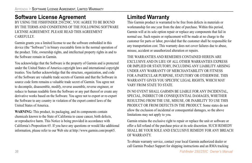 Software license agreement, Limited warranty | New Transducers 250C User Manual | Page 42 / 46