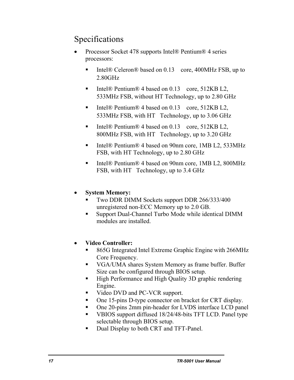 Specifications | New Transducers TR-5001 User Manual | Page 21 / 105