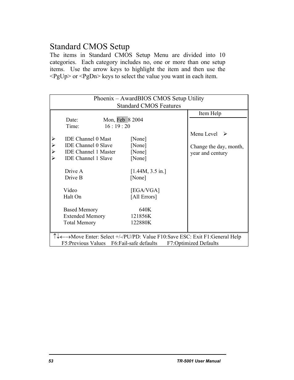 Standard cmos setup | New Transducers TR-5001 User Manual | Page 57 / 105