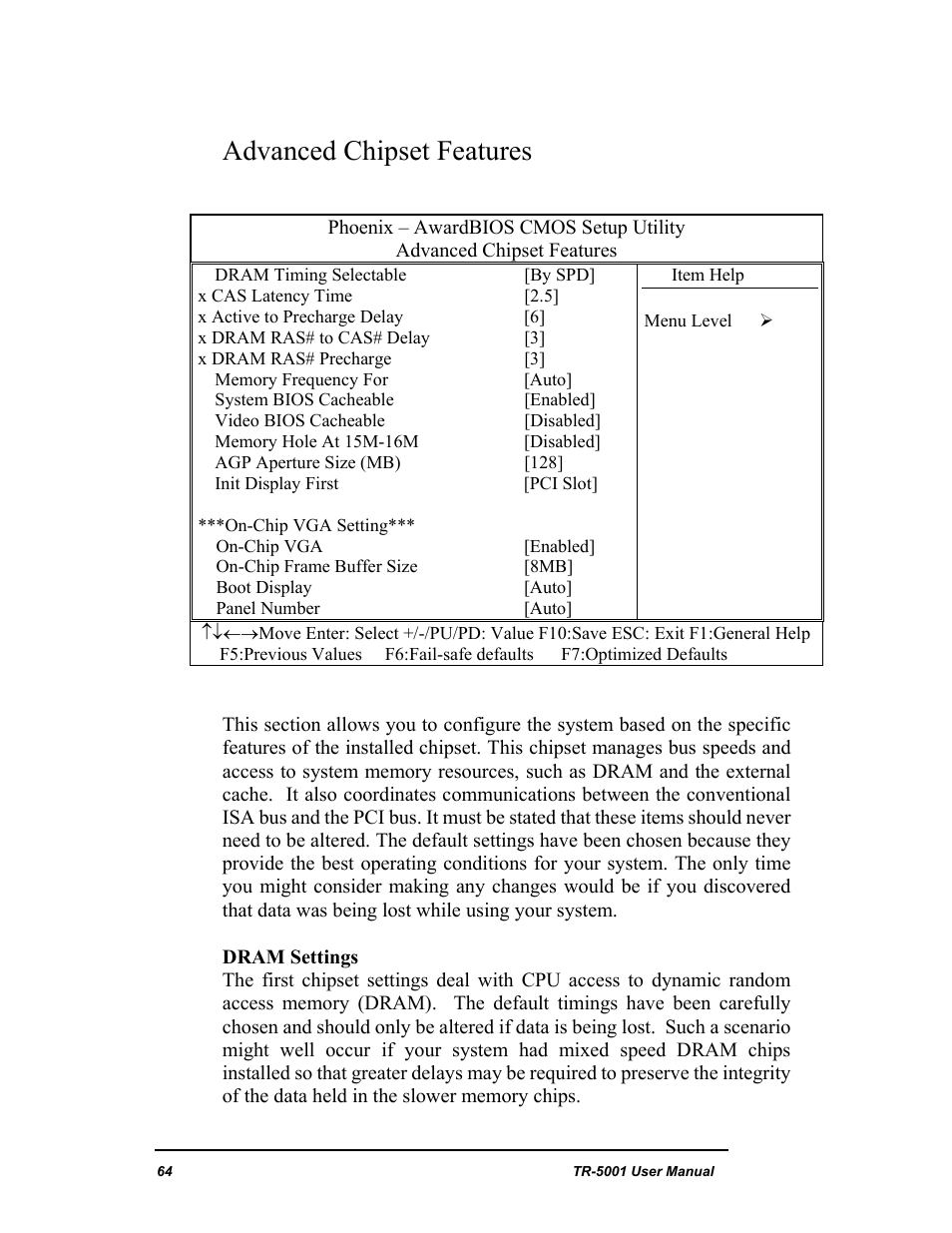 Advanced chipset features | New Transducers TR-5001 User Manual | Page 68 / 105