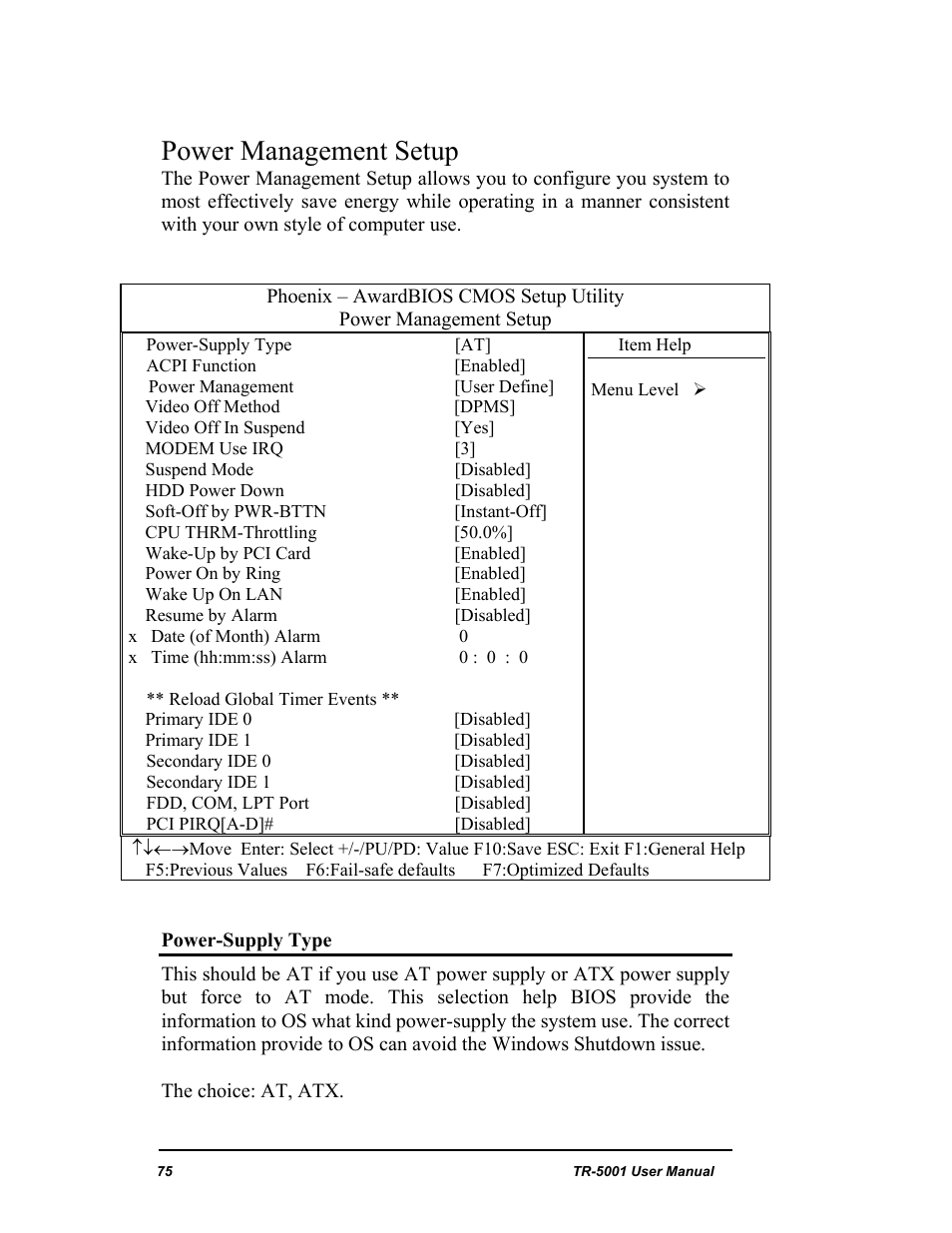 Power management setup | New Transducers TR-5001 User Manual | Page 79 / 105