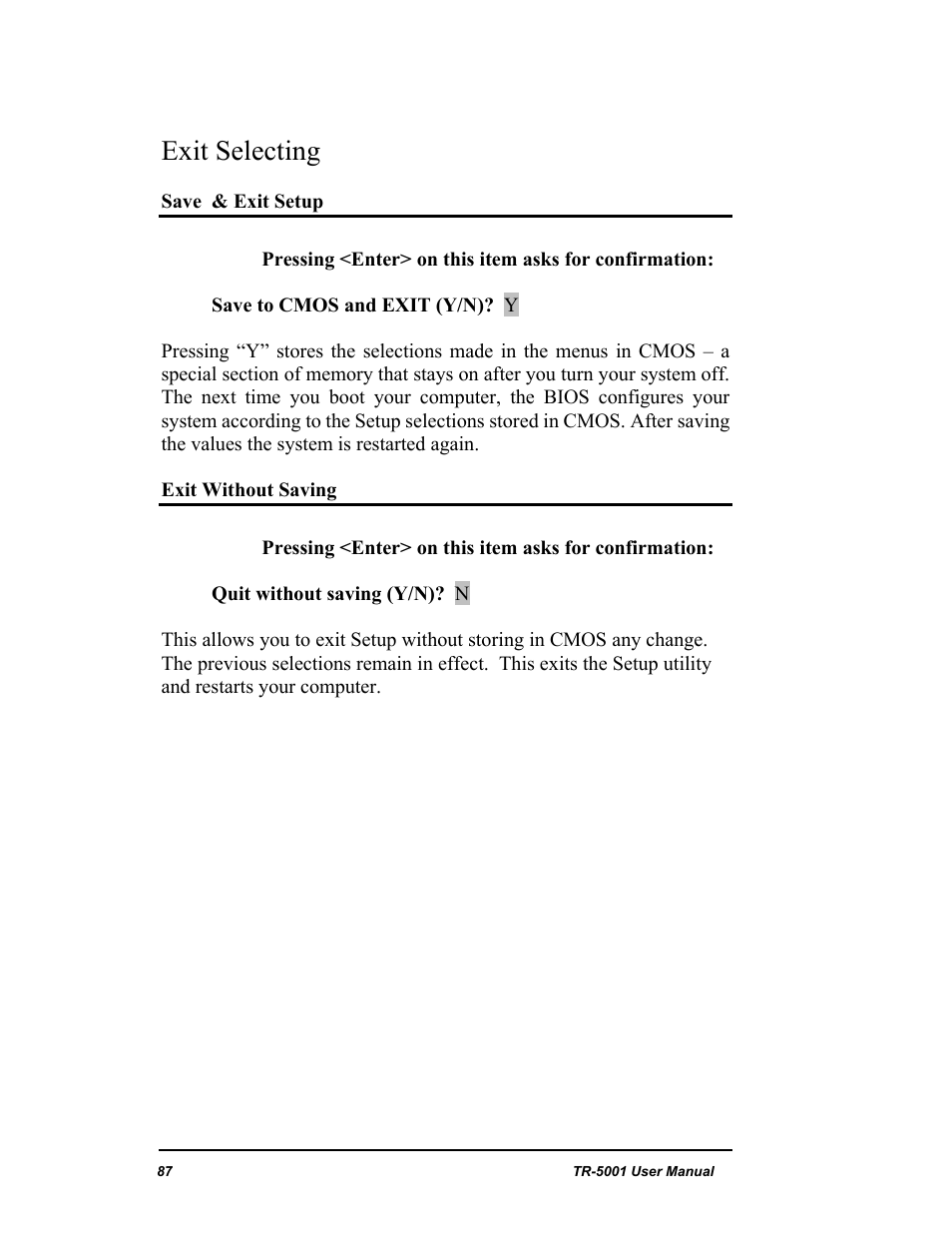 Exit selecting | New Transducers TR-5001 User Manual | Page 91 / 105
