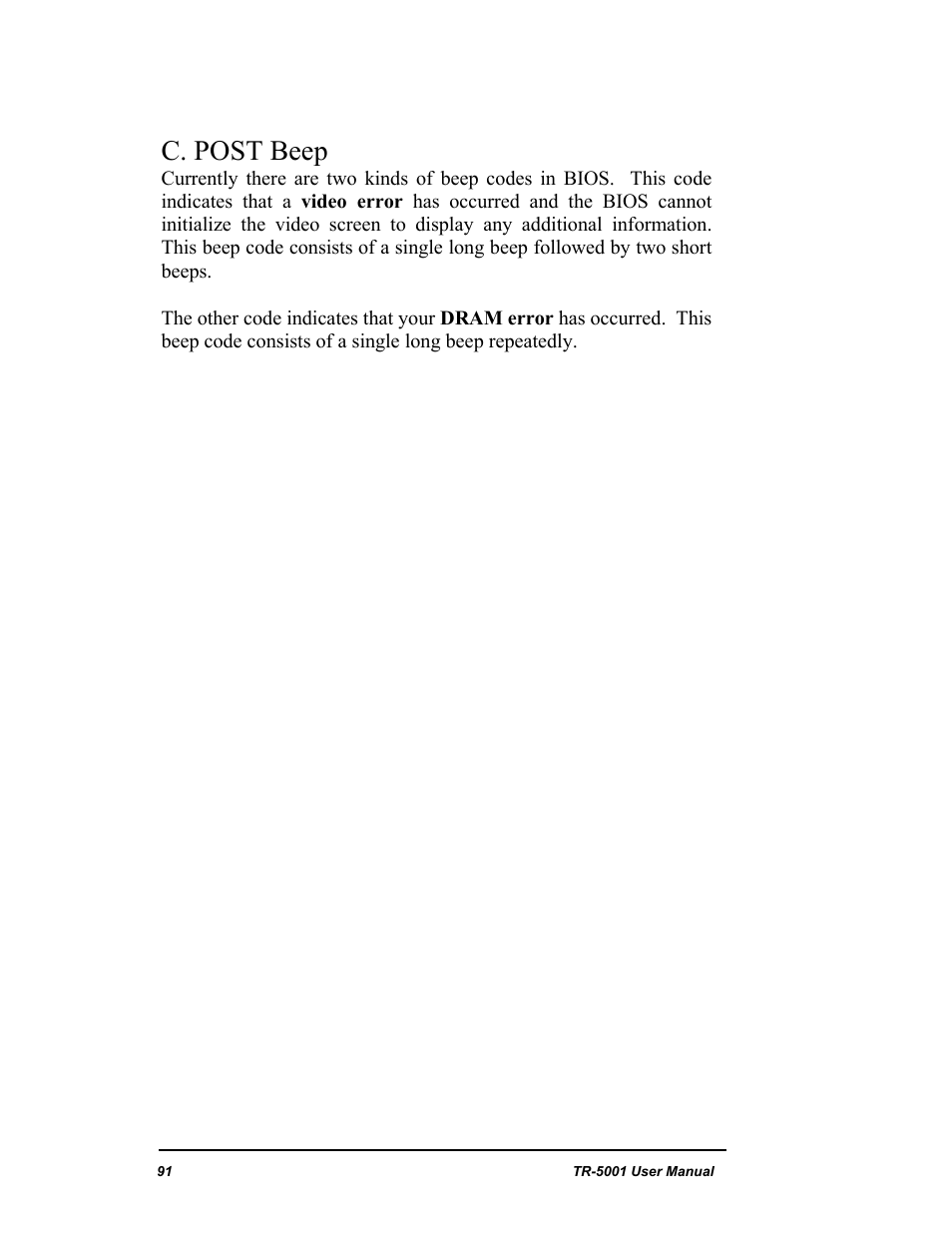 C. post beep | New Transducers TR-5001 User Manual | Page 95 / 105