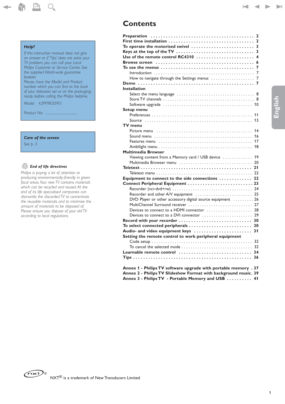 New Transducers 42PF9830/93 User Manual | 42 pages