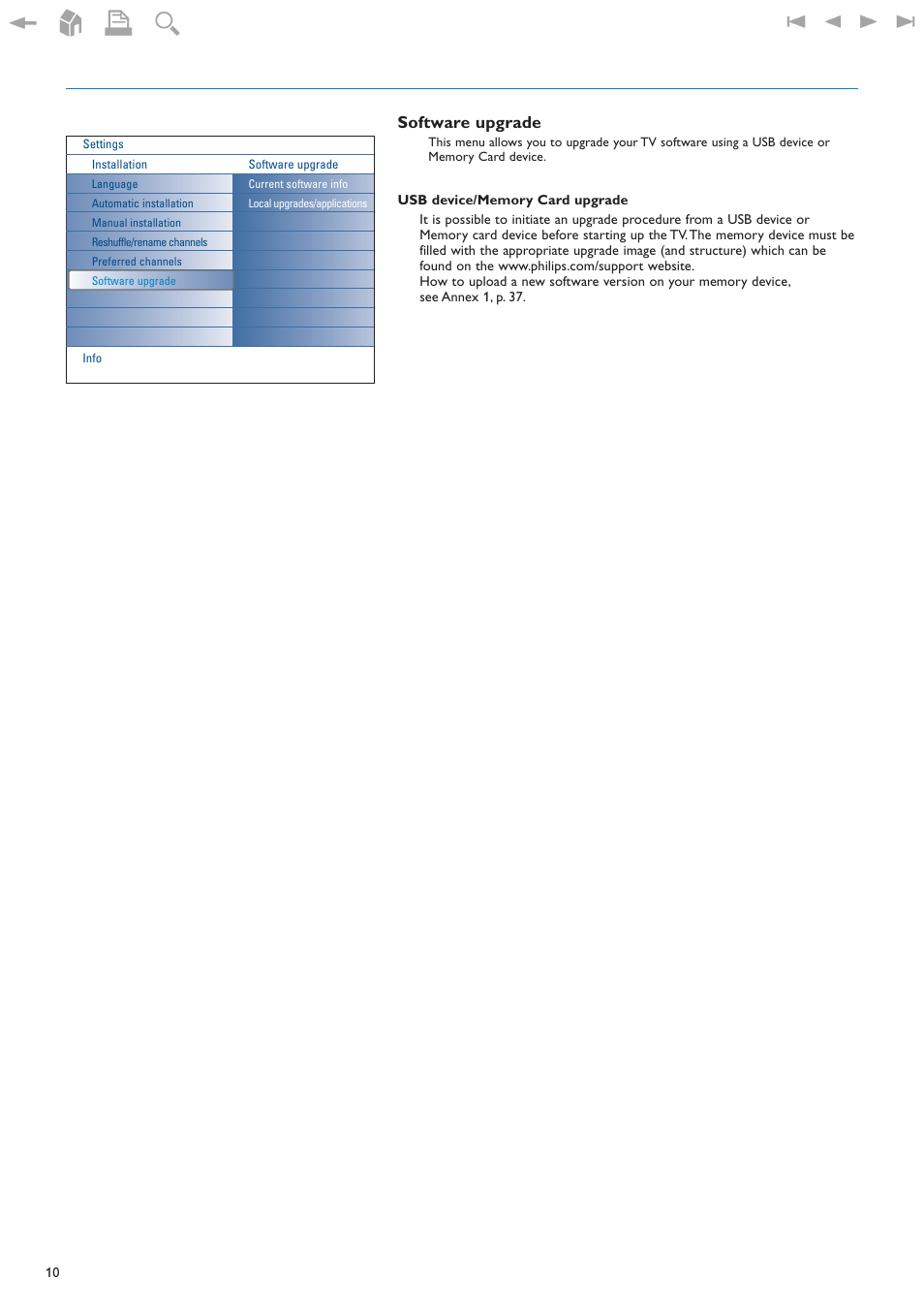 Software upgrade | New Transducers 42PF9830/93 User Manual | Page 10 / 42