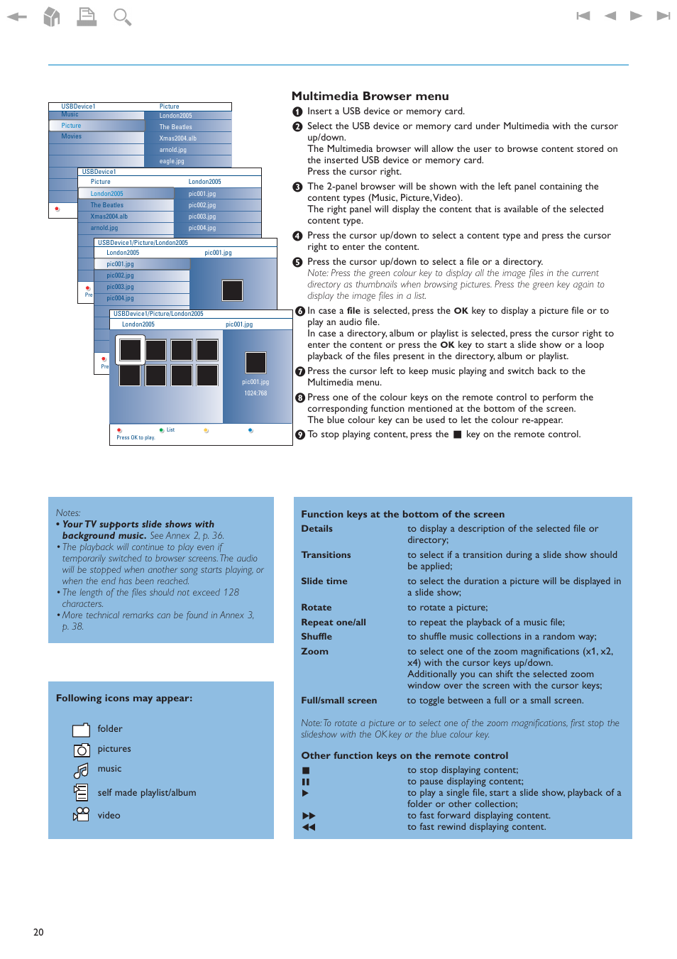 Multimedia browser menu | New Transducers 42PF9830/93 User Manual | Page 20 / 42