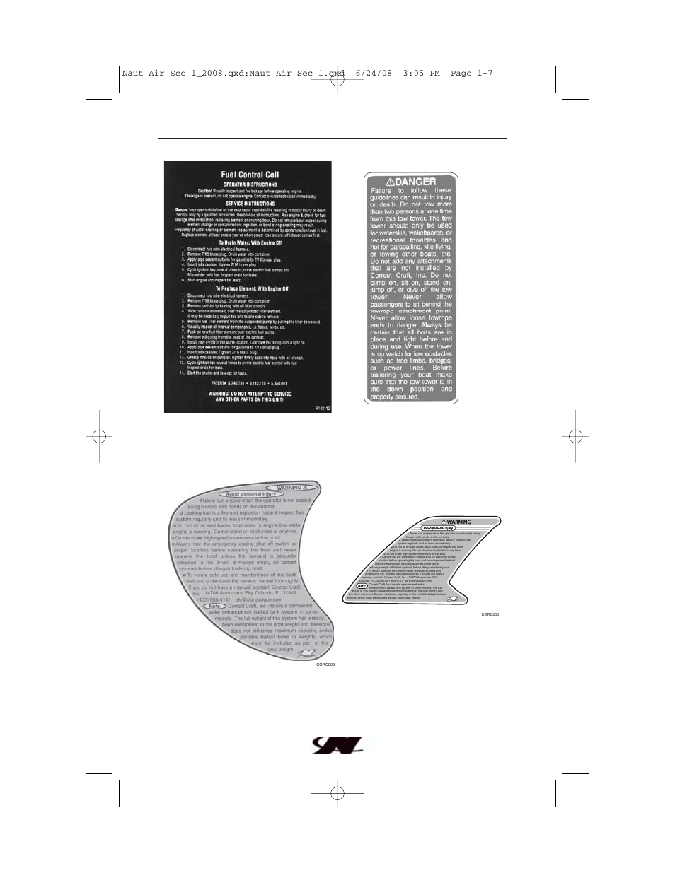 Boating safety, Fuel control cell flight control tower | Nautique aire crossover User Manual | Page 17 / 200