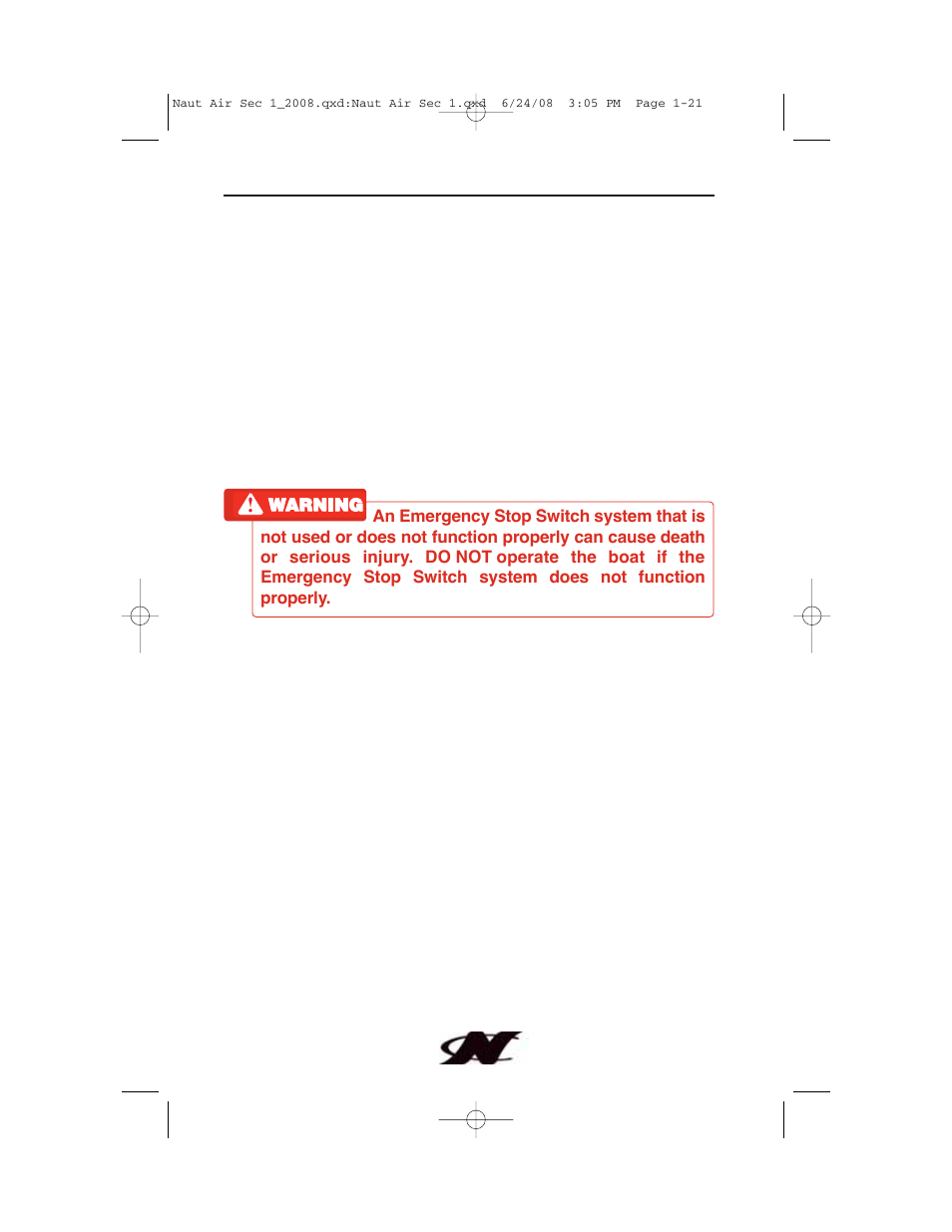 Boating safety emergency stop switch and lanyard | Nautique aire crossover User Manual | Page 31 / 200