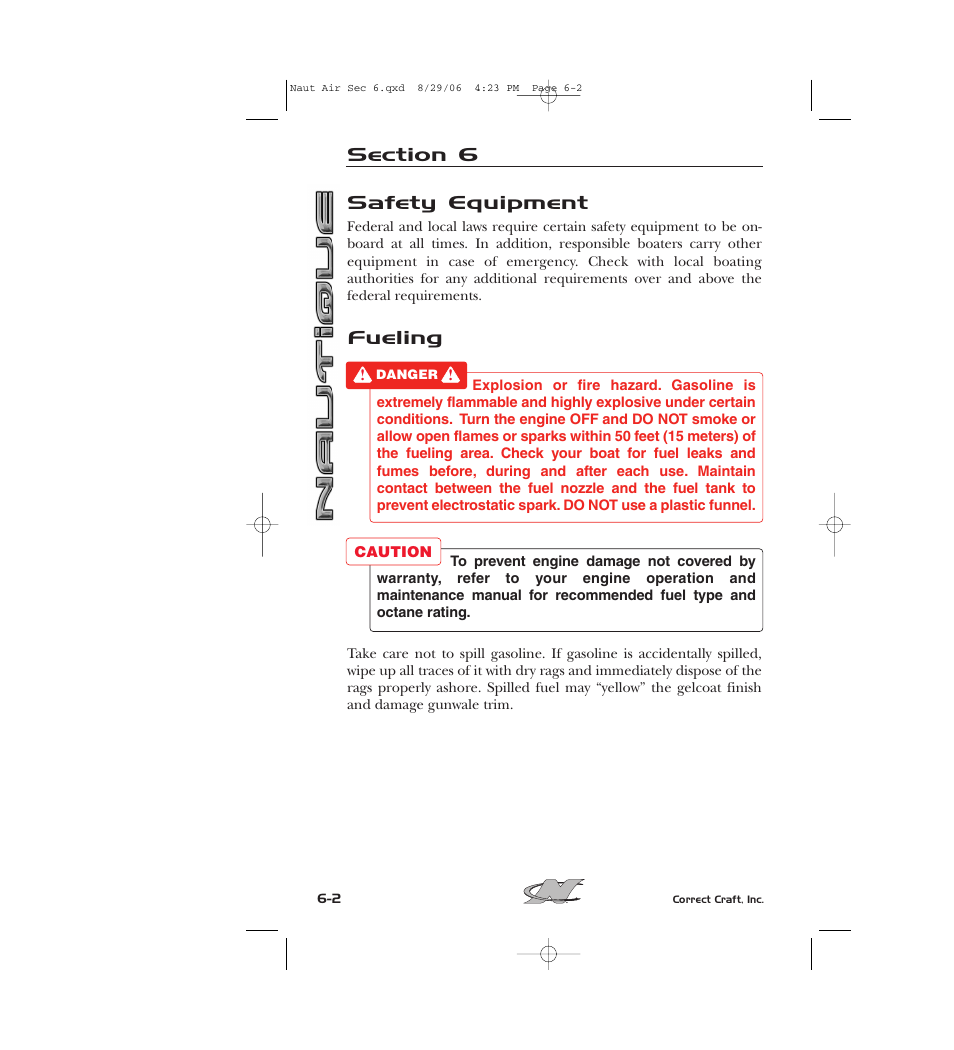 Safety equipment, Fueling | Nautique 220 User Manual | Page 135 / 198