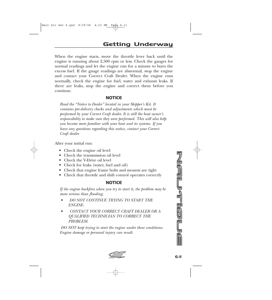 Getting underway | Nautique 220 User Manual | Page 144 / 198