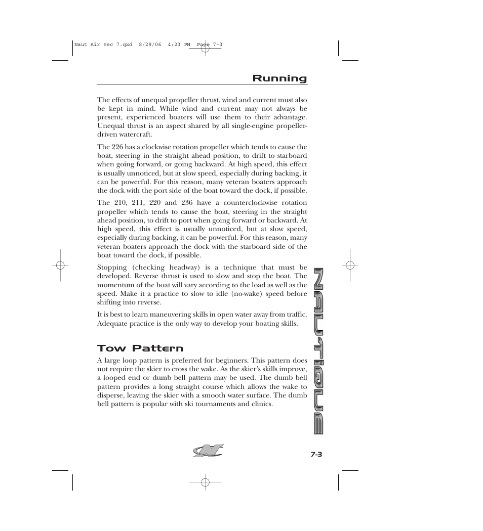 Tow pattern, Running | Nautique 220 User Manual | Page 150 / 198