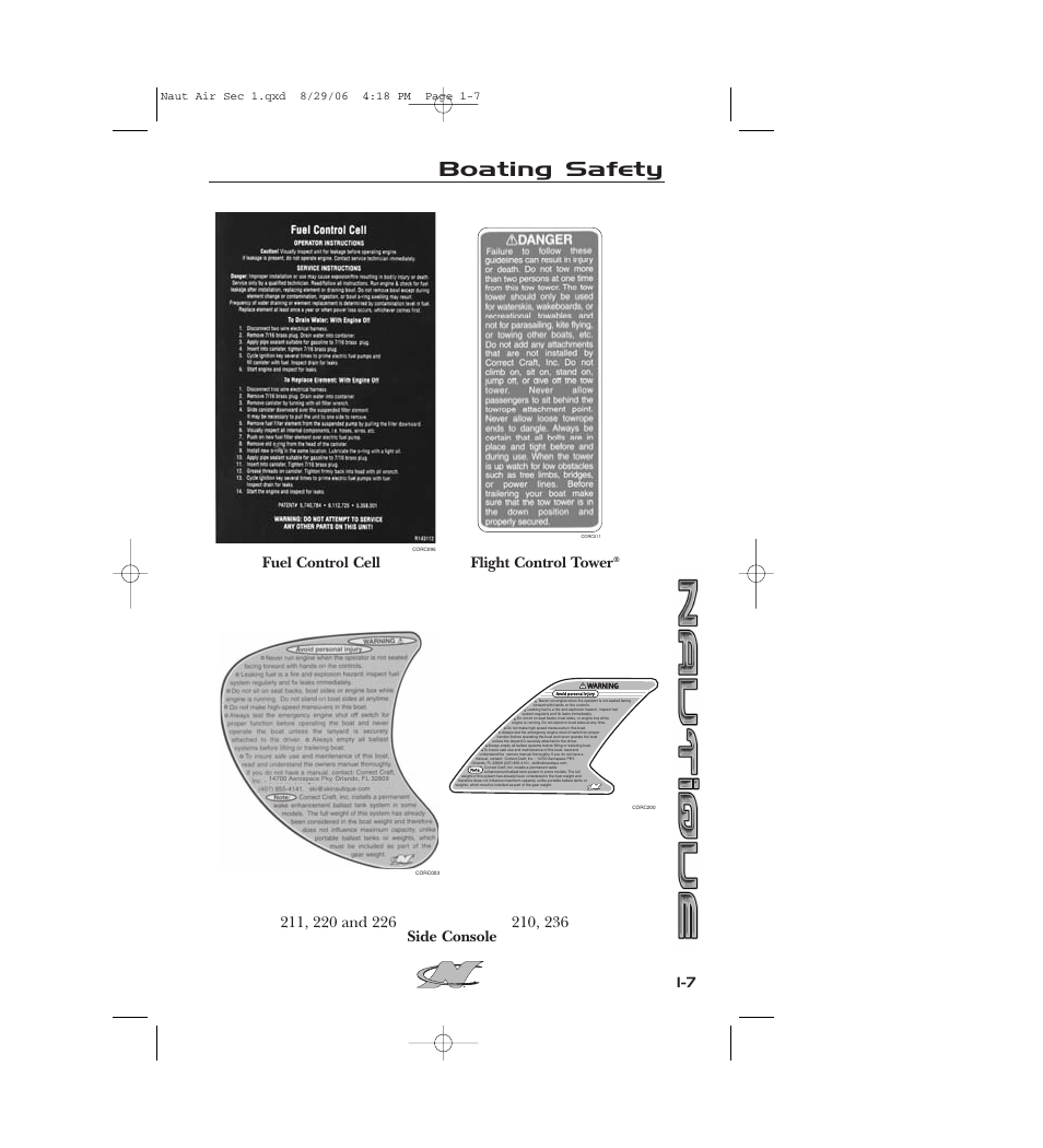 Boating safety, Fuel control cell flight control tower | Nautique 220 User Manual | Page 18 / 198