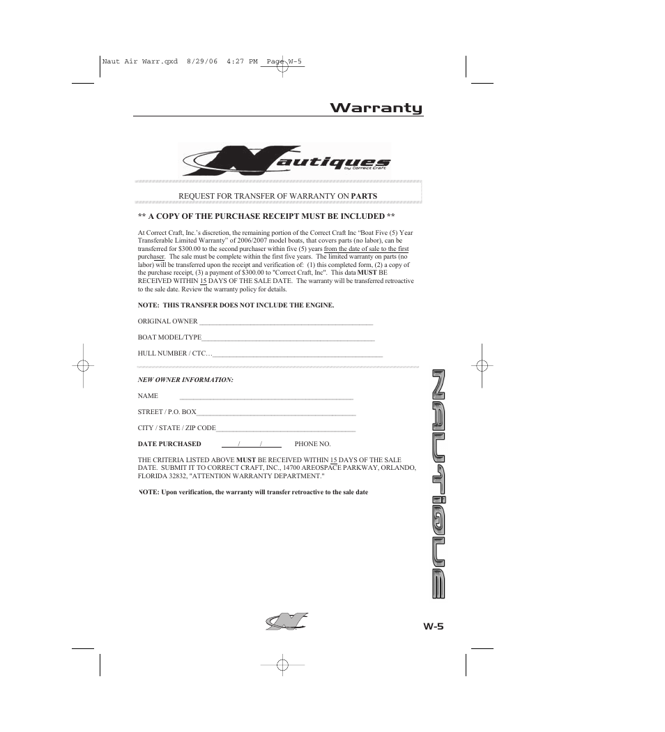 Warranty | Nautique 220 User Manual | Page 194 / 198