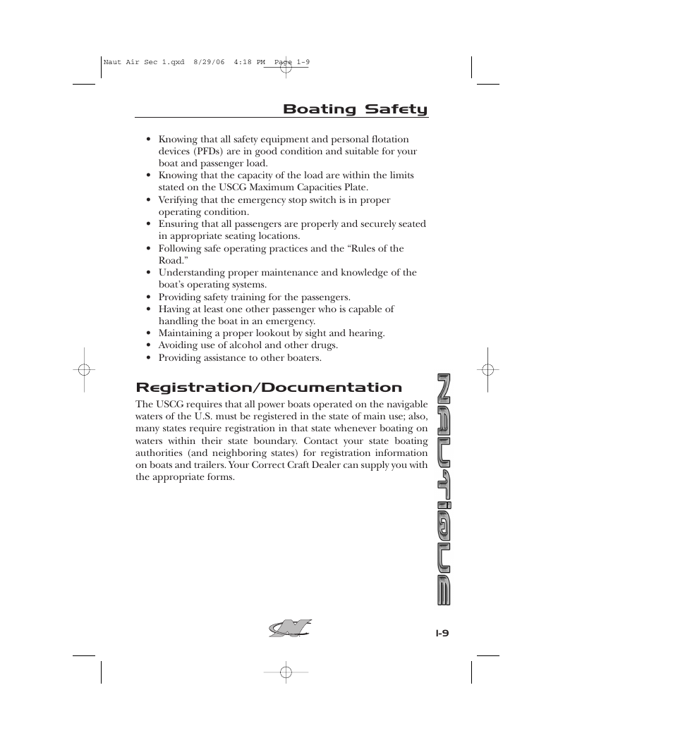 Registration/documentation, Boating safety | Nautique 220 User Manual | Page 20 / 198