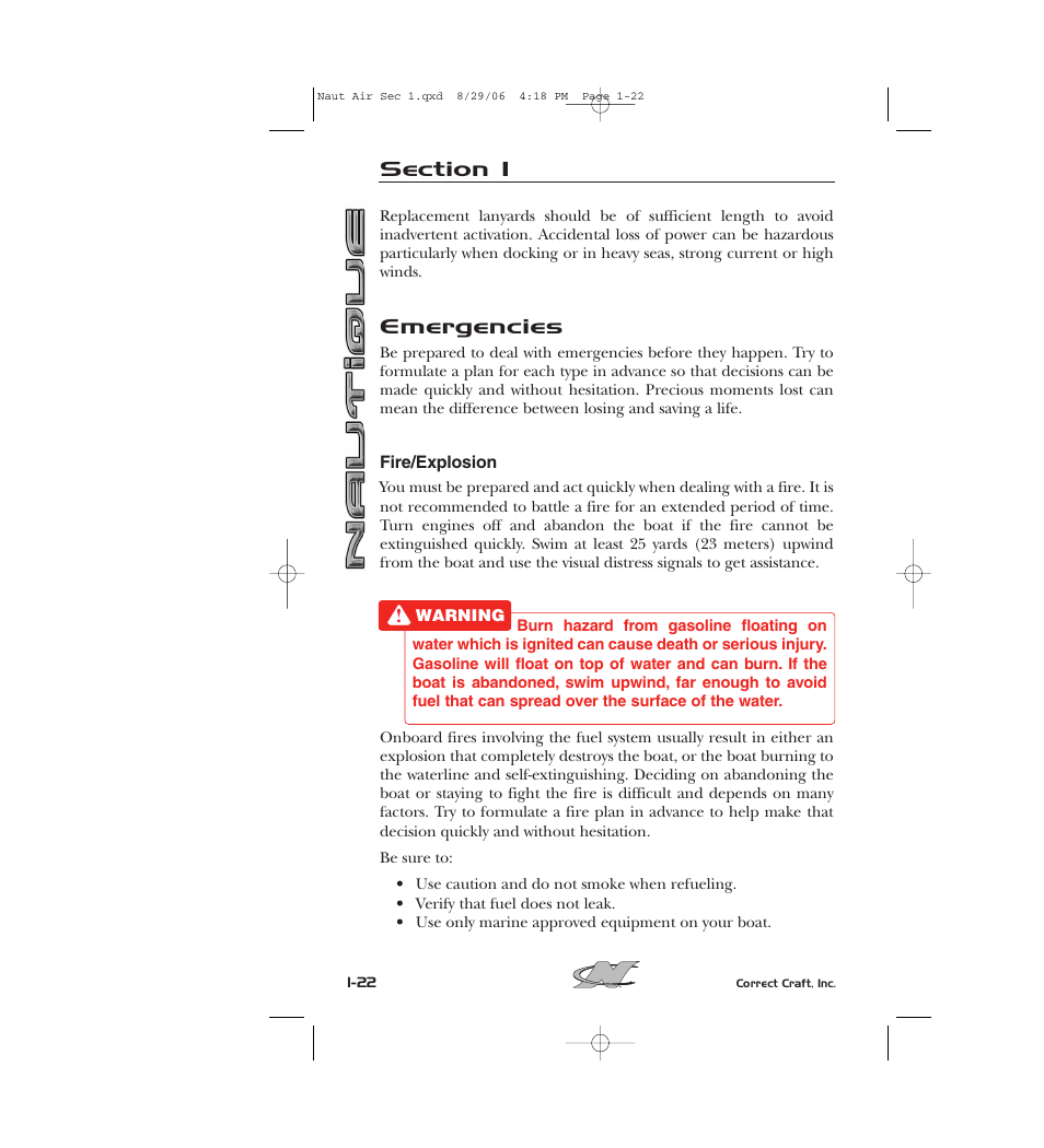 Emergencies | Nautique 220 User Manual | Page 33 / 198