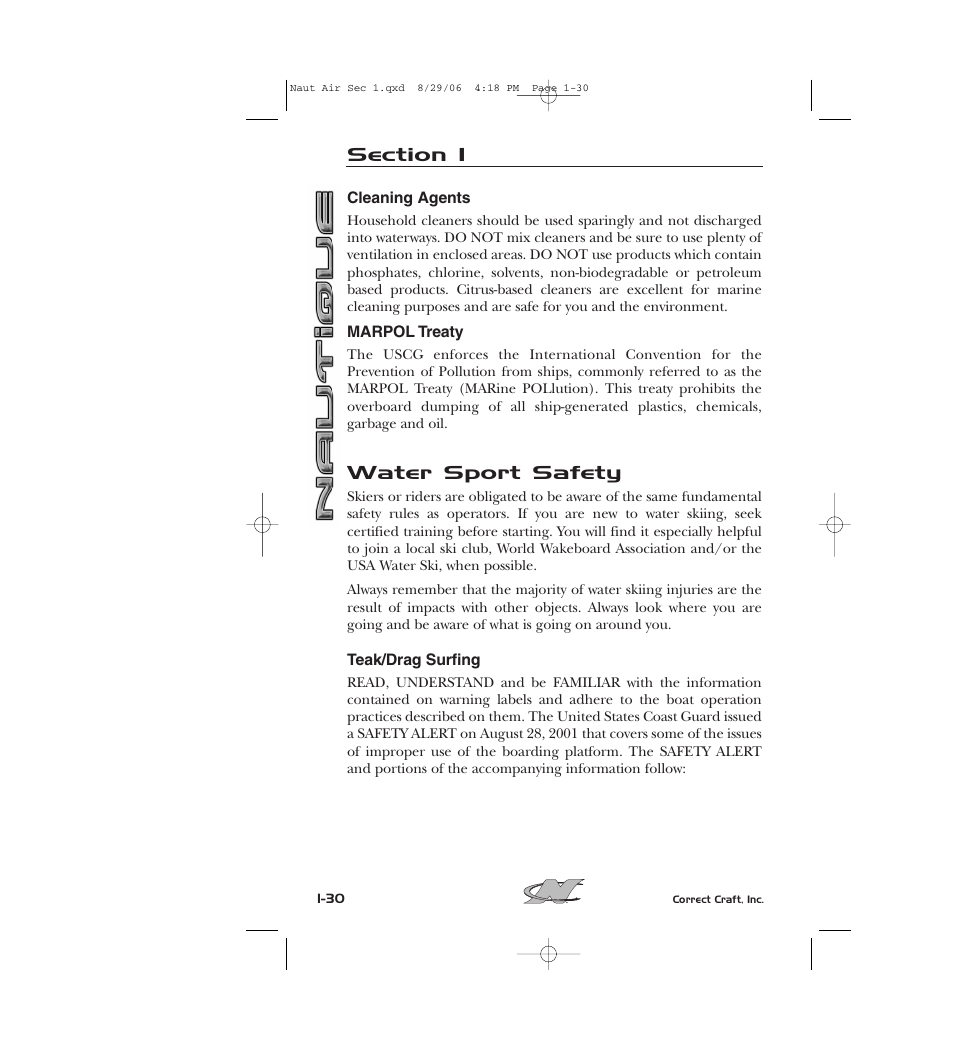 Water sport safety | Nautique 220 User Manual | Page 41 / 198