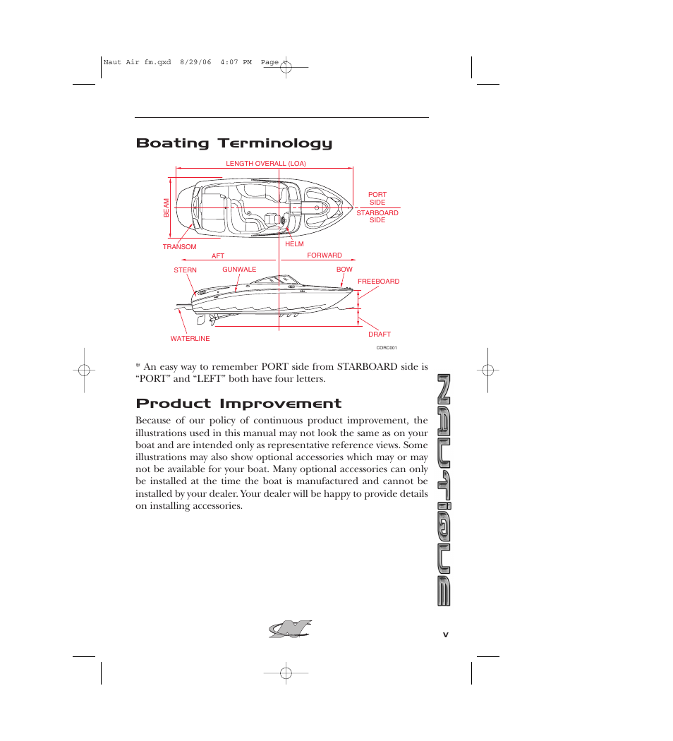 Boating terminology, Product improvement | Nautique 220 User Manual | Page 6 / 198