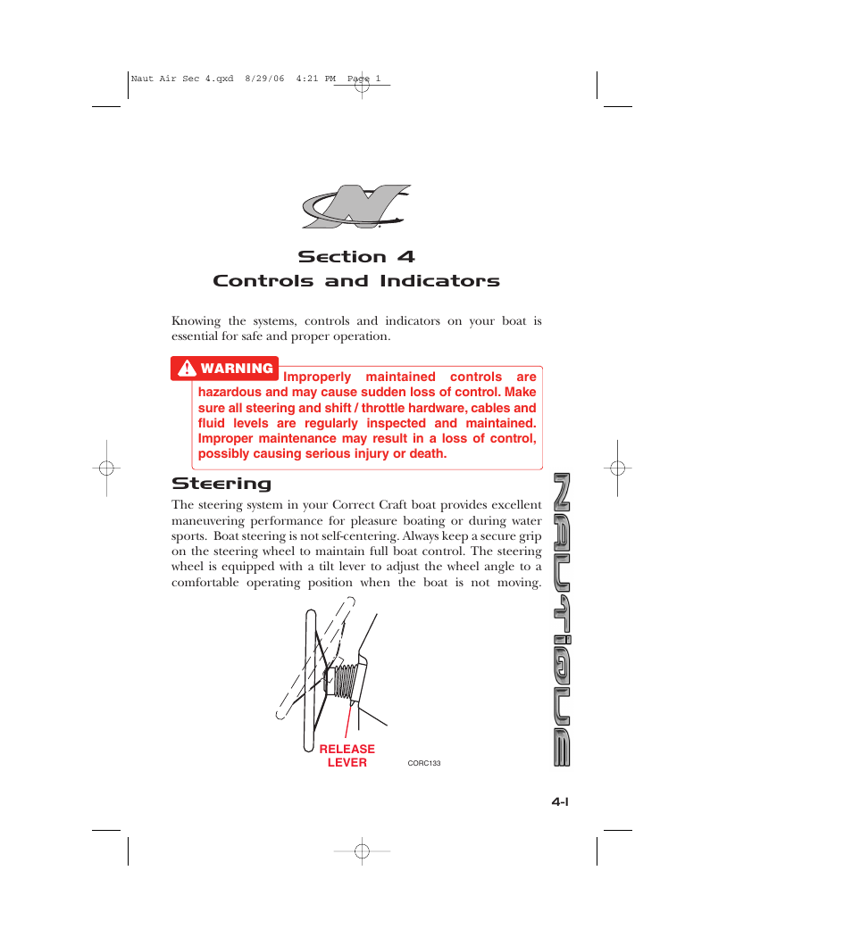 Naut air sec 4.qxd.pdf, Steering | Nautique 220 User Manual | Page 76 / 198