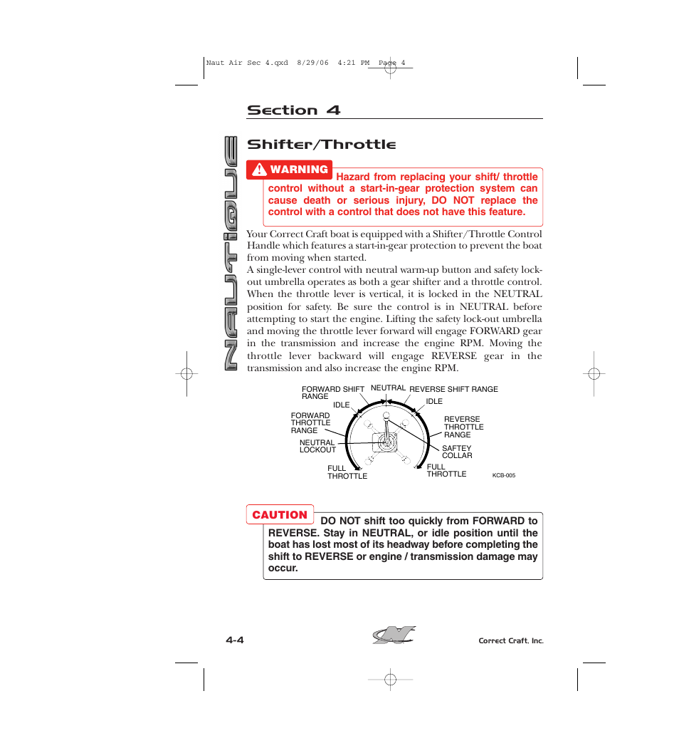 Shifter/throttle | Nautique 220 User Manual | Page 79 / 198