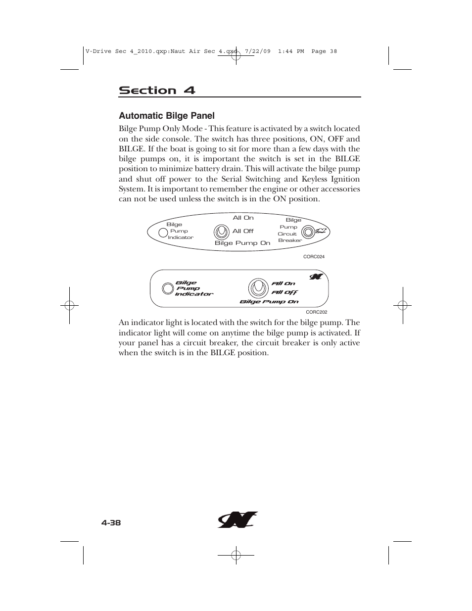 Automatic bilge panel | Nautique 230 User Manual | Page 114 / 248