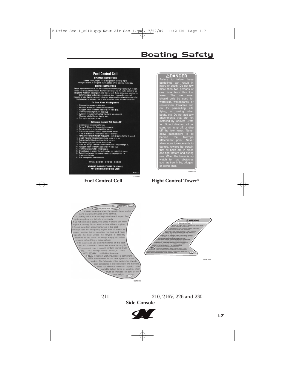 Boating safety, Fuel control cell flight control tower | Nautique 230 User Manual | Page 17 / 248