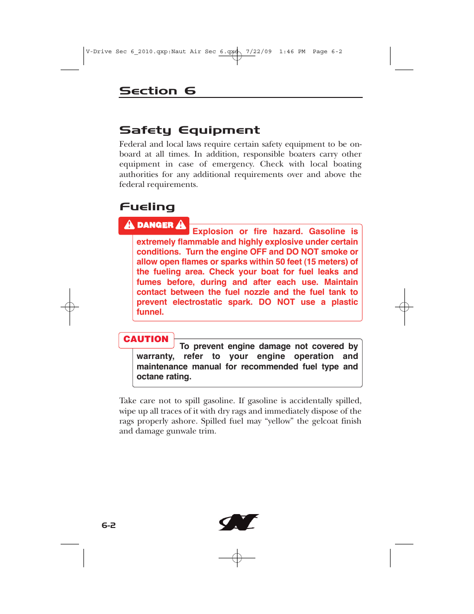 Safety equipment, Fueling | Nautique 230 User Manual | Page 180 / 248