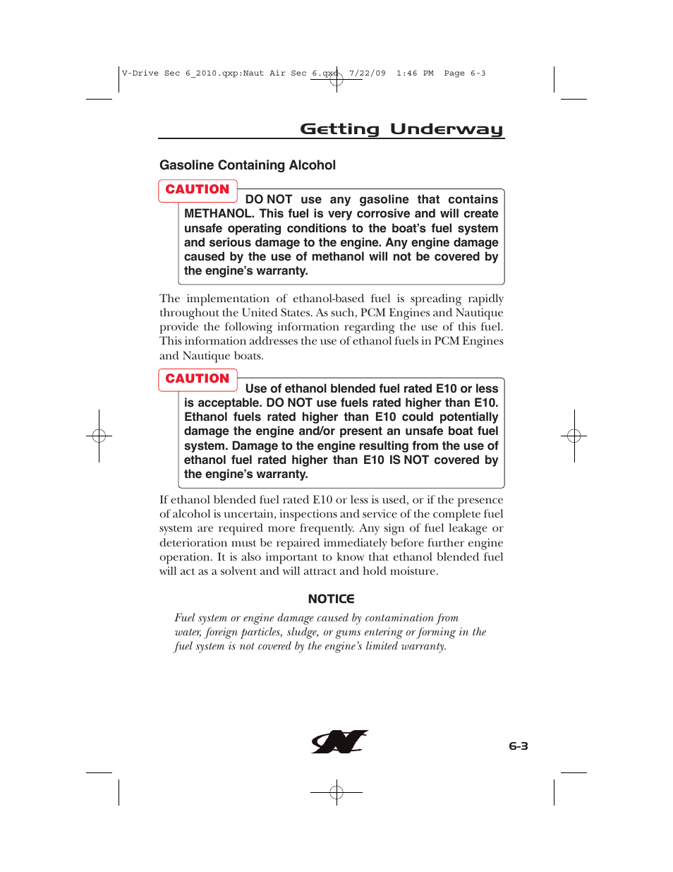 Getting underway | Nautique 230 User Manual | Page 181 / 248