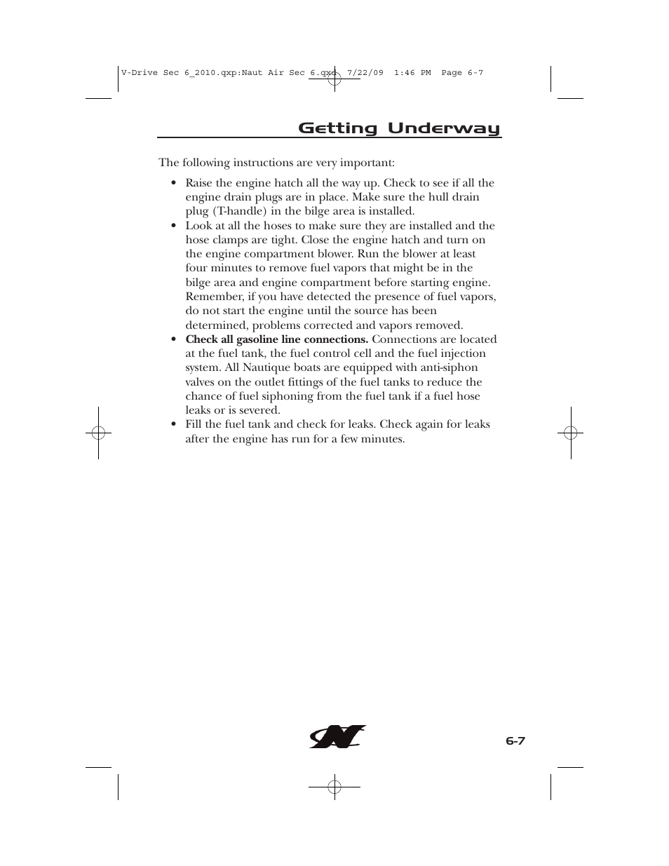 Getting underway | Nautique 230 User Manual | Page 185 / 248