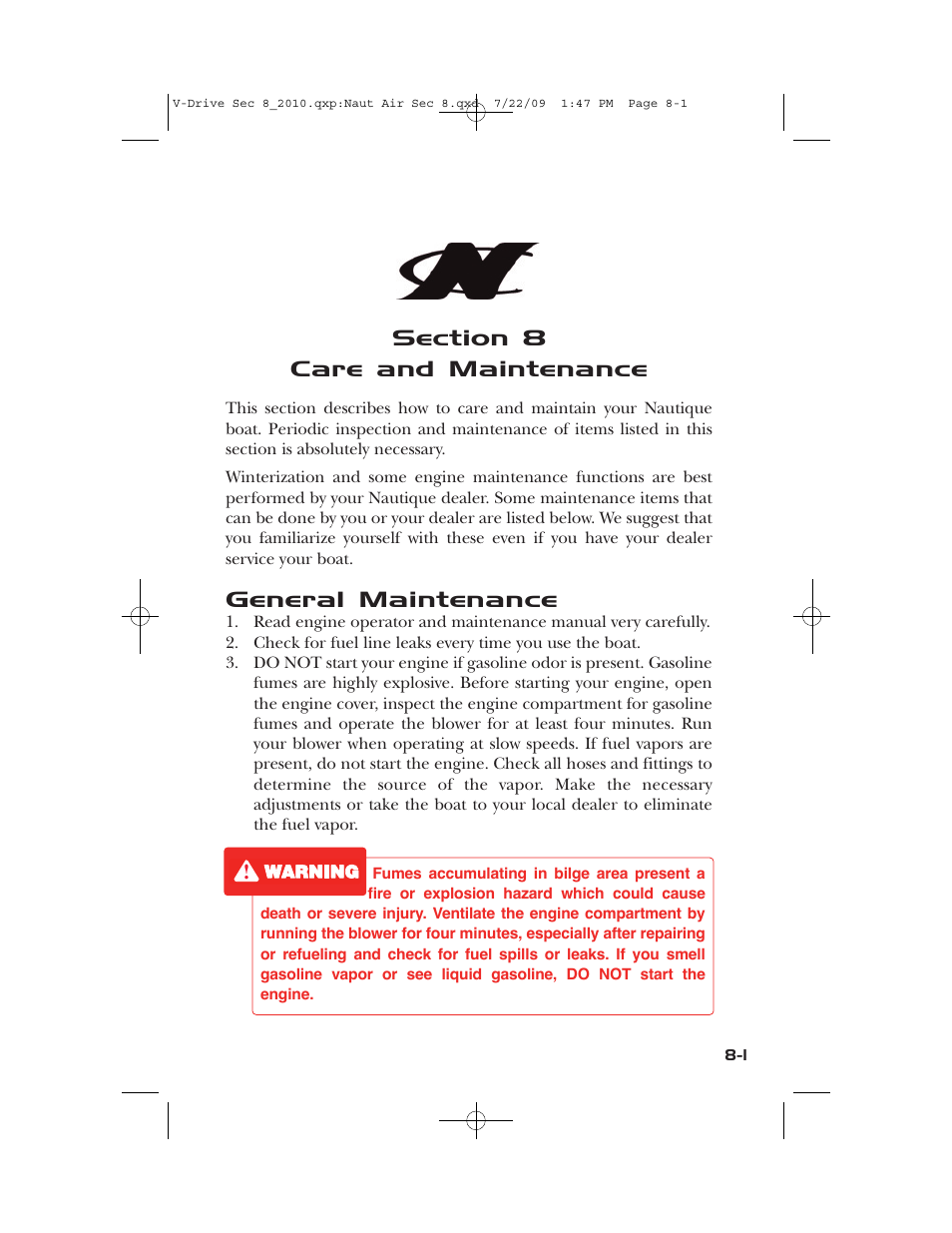 General maintenance | Nautique 230 User Manual | Page 203 / 248