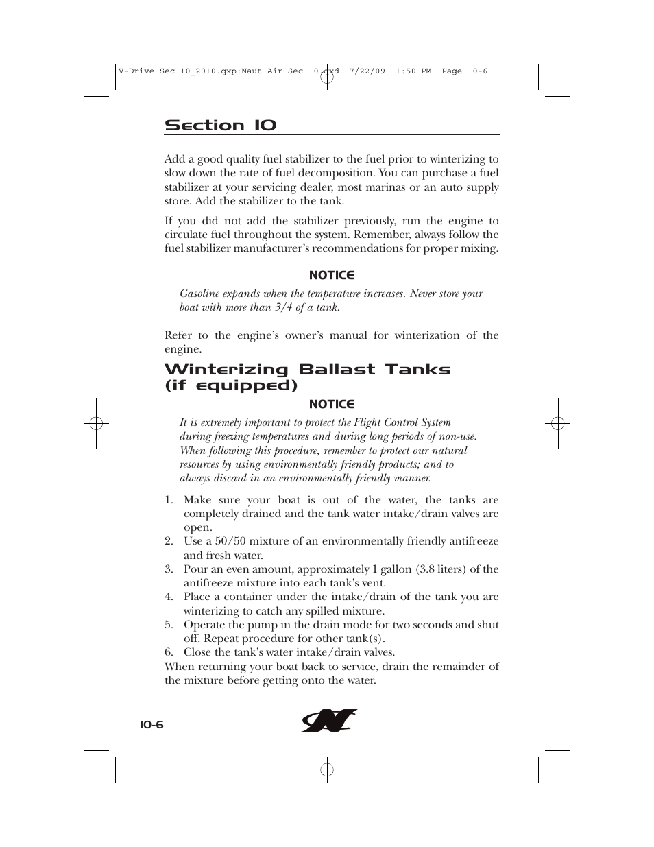 Winterizing ballast tanks (if equipped) | Nautique 230 User Manual | Page 230 / 248