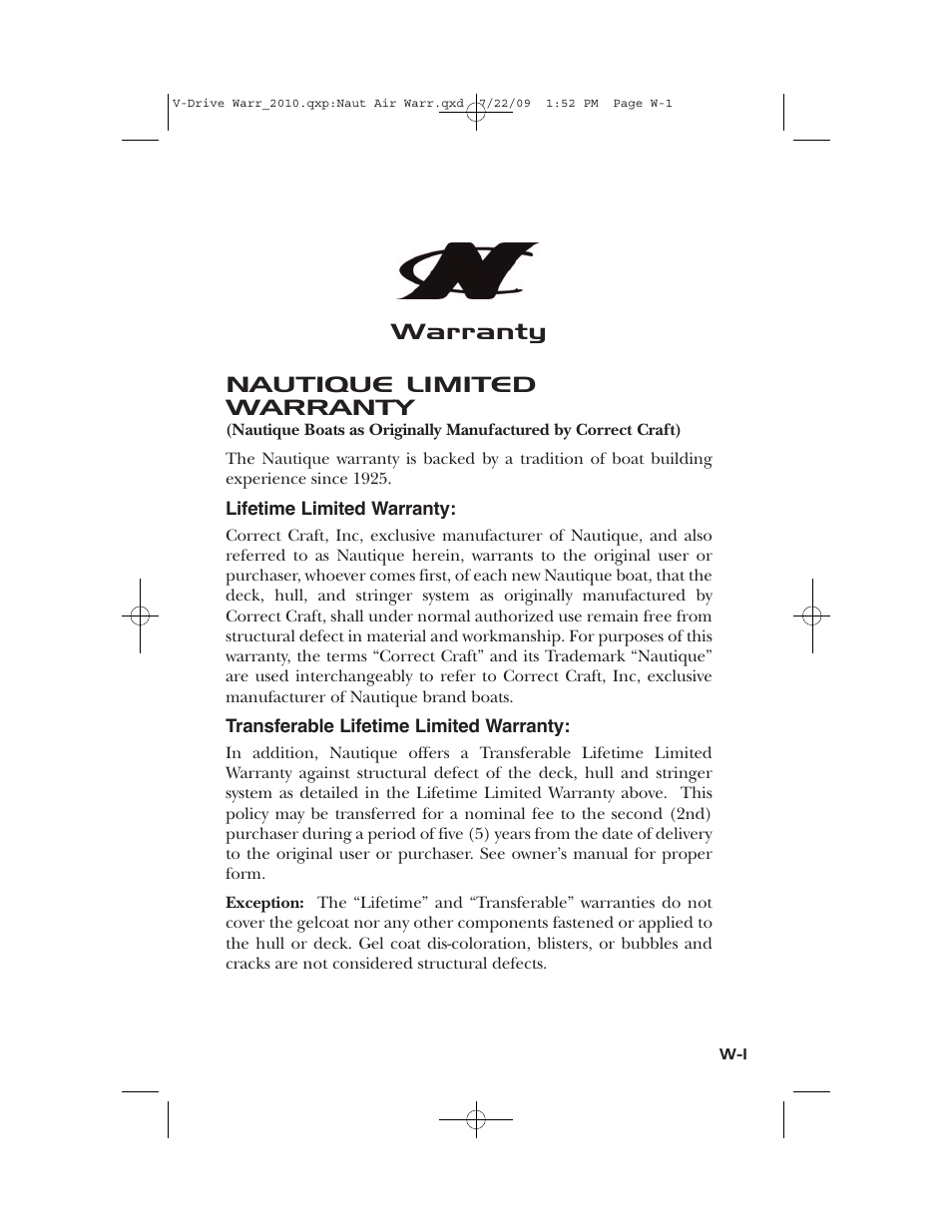 Warranty nautique limited warranty | Nautique 230 User Manual | Page 239 / 248