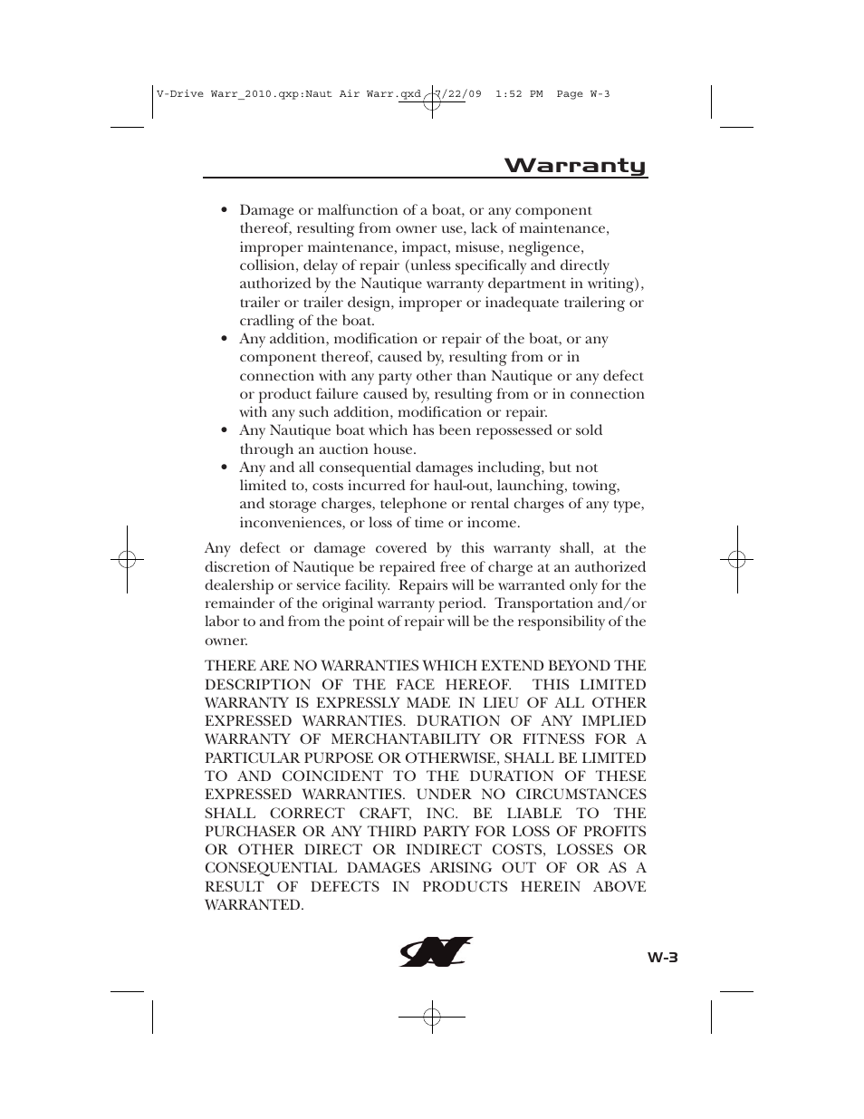 Warranty | Nautique 230 User Manual | Page 241 / 248