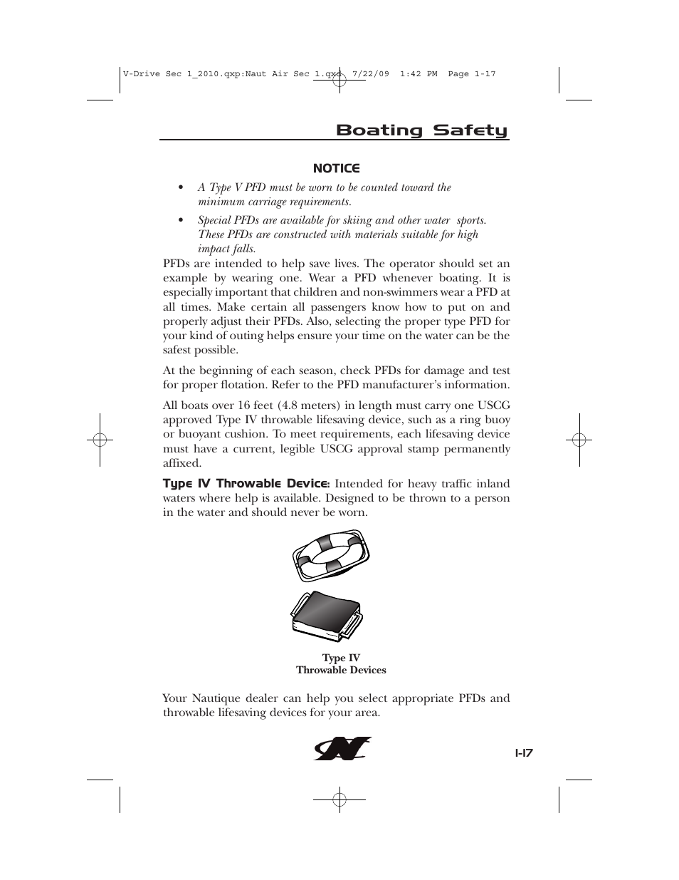 Boating safety | Nautique 230 User Manual | Page 27 / 248