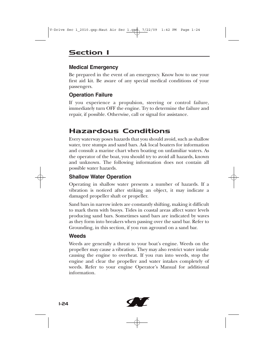 Hazardous conditions | Nautique 230 User Manual | Page 34 / 248