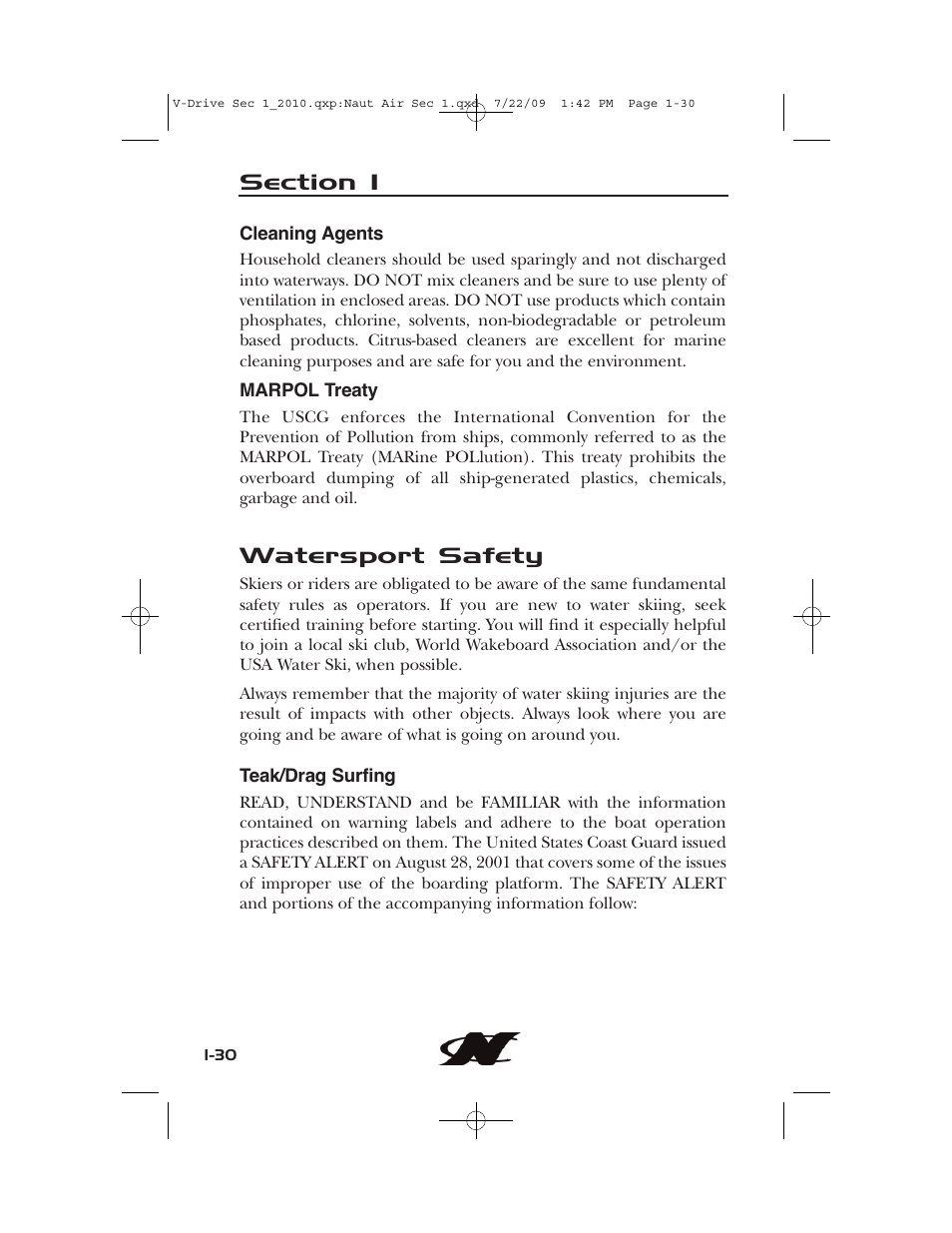 Watersport safety | Nautique 230 User Manual | Page 40 / 248