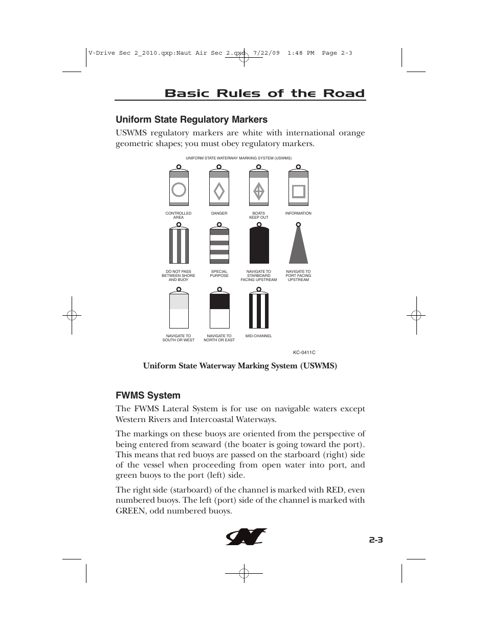 Basic rules of the road, Uniform state regulatory markers, Fwms system | Nautique 230 User Manual | Page 49 / 248