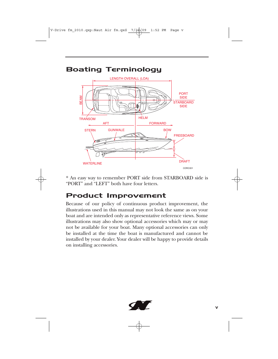 Boating terminology, Product improvement | Nautique 230 User Manual | Page 5 / 248