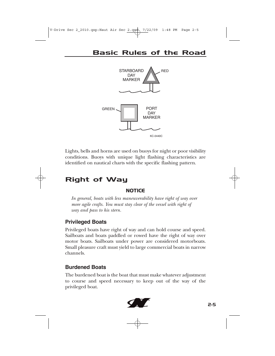 Basic rules of the road, Right of way | Nautique 230 User Manual | Page 51 / 248