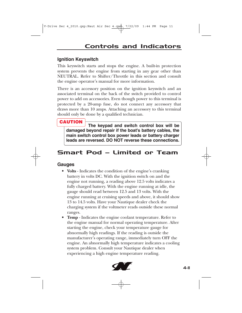 Controls and indicators, Smart pod – limited or team | Nautique 230 User Manual | Page 87 / 248