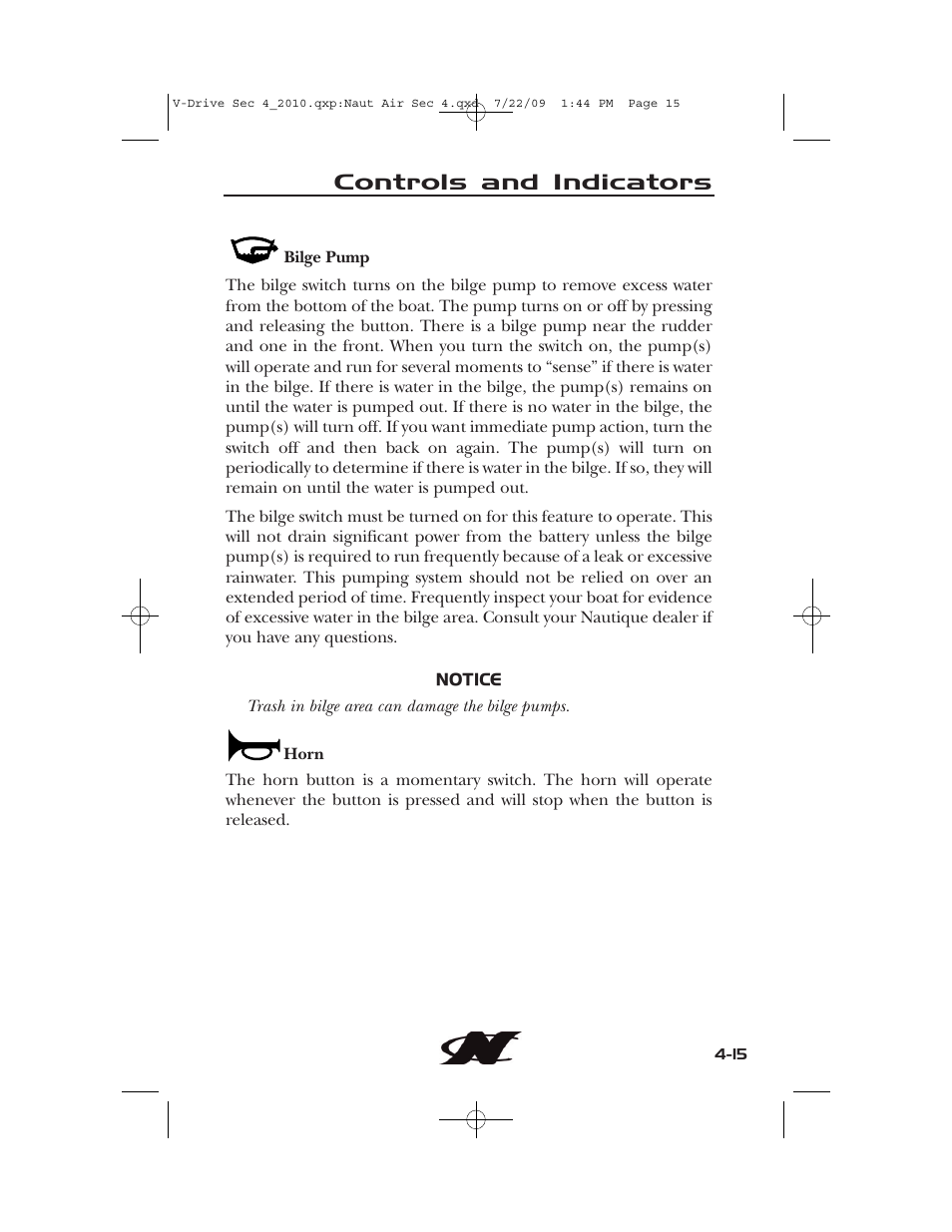 Controls and indicators | Nautique 230 User Manual | Page 91 / 248