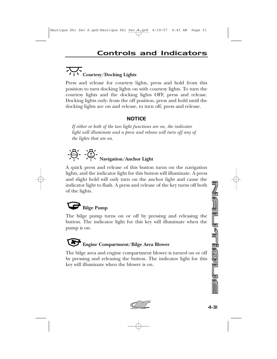 Controls and indicators | Nautique 2008 70141 User Manual | Page 101 / 188