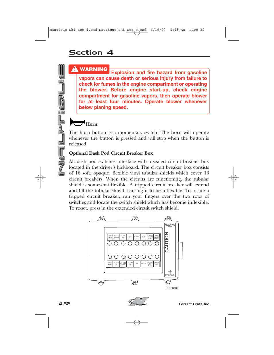 Warning, Ca ution, Correct craft, inc | Nautique 2008 70141 User Manual | Page 102 / 188