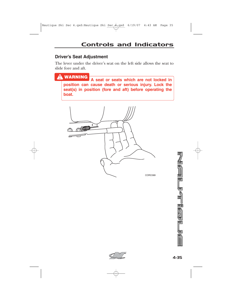 Controls and indicators | Nautique 2008 70141 User Manual | Page 105 / 188