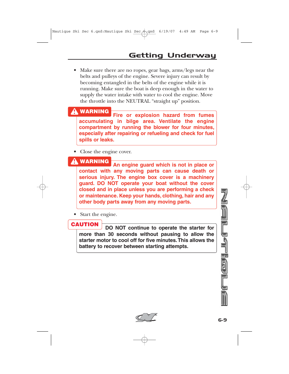 Getting underway | Nautique 2008 70141 User Manual | Page 133 / 188