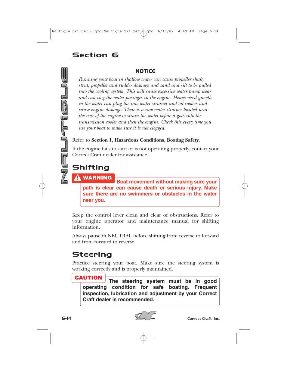Shifting, Steering | Nautique 2008 70141 User Manual | Page 138 / 188